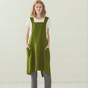 Linen Pinafore Apron Dress: Japanese A-style Crossback Apron